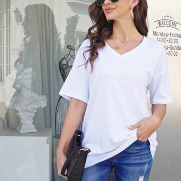 T-shirt à col en V pour femmes Verkauf – Bild 2