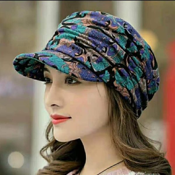 Casquette Fleurie à Bord Court et Plissée Rabatt – Bild 2