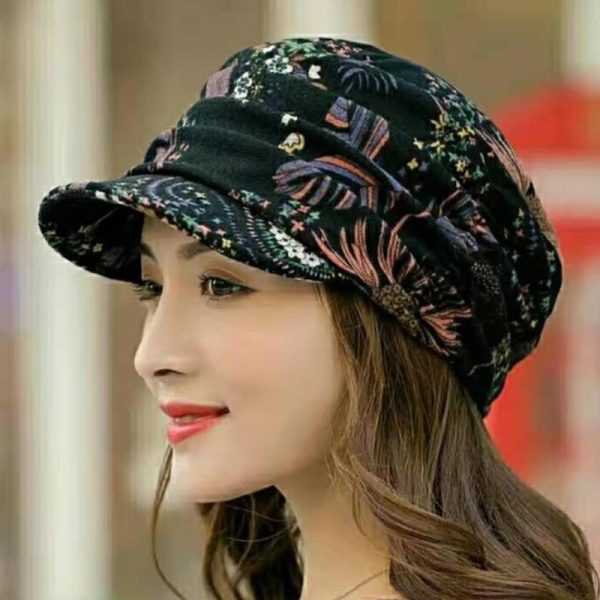 Casquette Fleurie à Bord Court et Plissée Rabatt – Bild 3