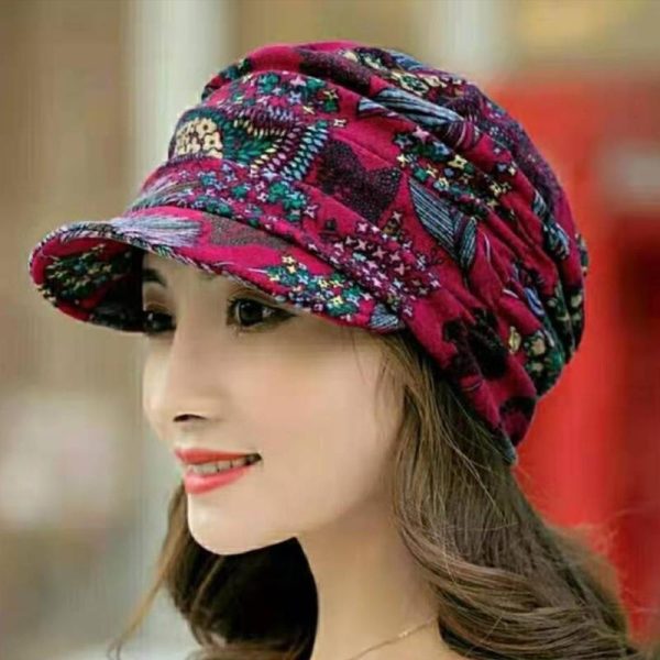 Casquette Fleurie à Bord Court et Plissée Rabatt – Bild 5